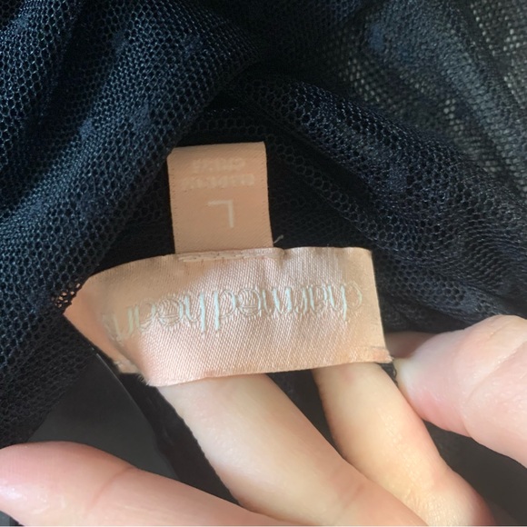 NEW Charmed Hearts Sexy Black Lace Long Sleeve Crop Top Size Large - Picture 6 of 9